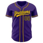Custom Purple Black Gold Baseball Jersey - Authentic Sports Apparel Custom Purple Black-Gold Authentic Baseball Jersey