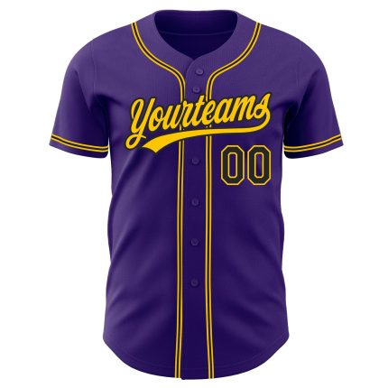 Custom Purple Black Gold Baseball Jersey - Authentic Sports Apparel Custom Purple Black-Gold Authentic Baseball Jersey