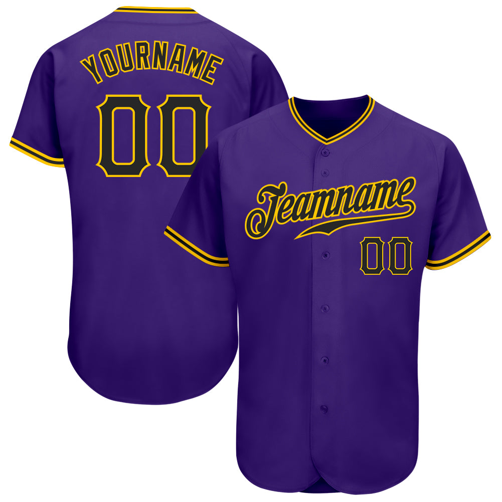 Custom Purple Black Gold Baseball Jersey Authentic Style 2733 Custom Purple Black-Gold Authentic Baseball Jersey Style 2733