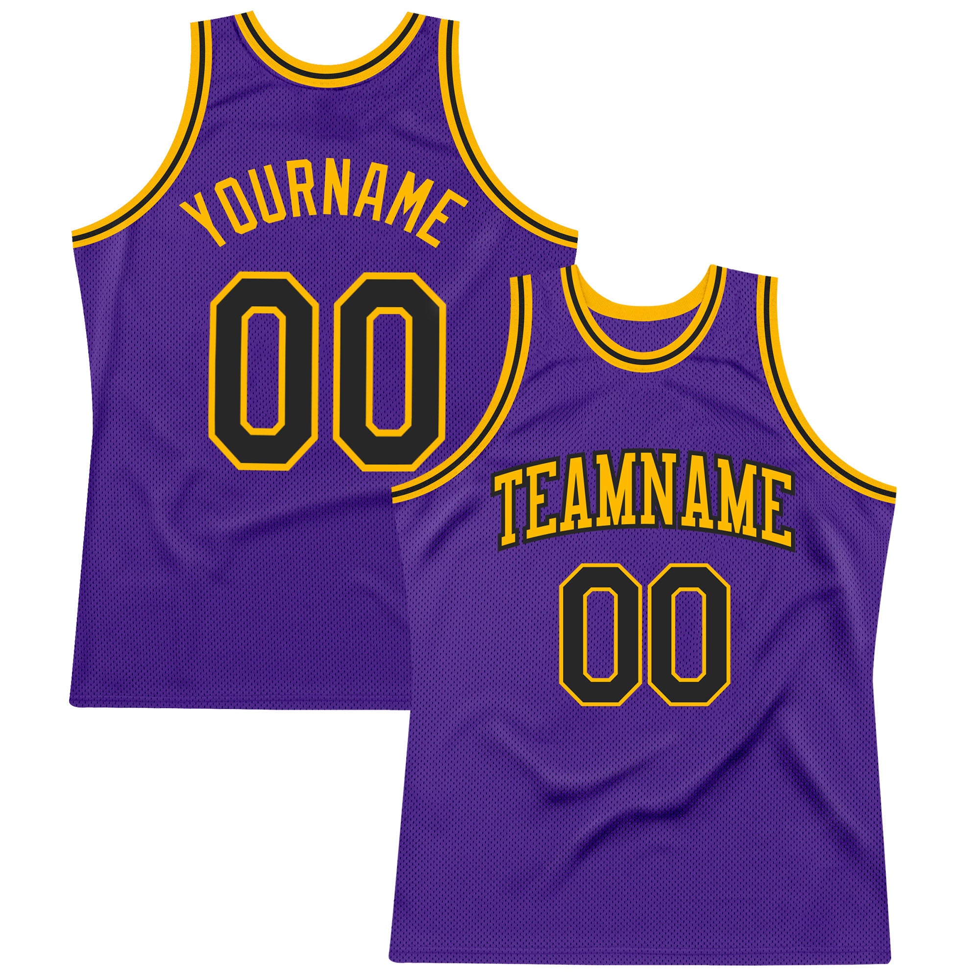 Custom Purple Black Gold Basketball Jersey Authentic Throwback Design Custom Purple Black-Gold Authentic Throwback Basketball
