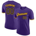 Custom Performance T-Shirt in Purple Black-Gold for Men - Style 4425 Custom Purple Black-Gold Performance T-Shirt Style 4425