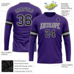 Custom Performance Long Sleeve T-Shirt in Purple Black-Gray for Men/Women Custom Purple Black-Gray Long Sleeve Performance