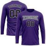 Custom Performance Long Sleeve T-Shirt in Purple Black-Gray for Men/Women Custom Purple Black-Gray Long Sleeve Performance
