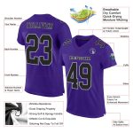 Purple Black Gray Custom Authentic Football Jersey - Mesh Design Custom Purple Black-Gray Mesh Authentic Football Jersey