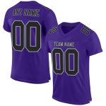 Purple Black Gray Custom Authentic Football Jersey - Mesh Design Custom Purple Black-Gray Mesh Authentic Football Jersey