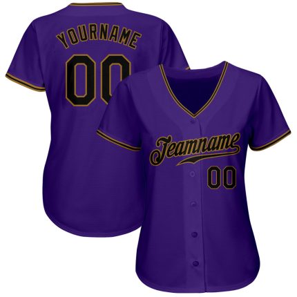 Custom Purple Black Gold Baseball Jersey - Authentic Style 4697 Custom Purple Black-Old Gold Authentic Baseball Jersey Style