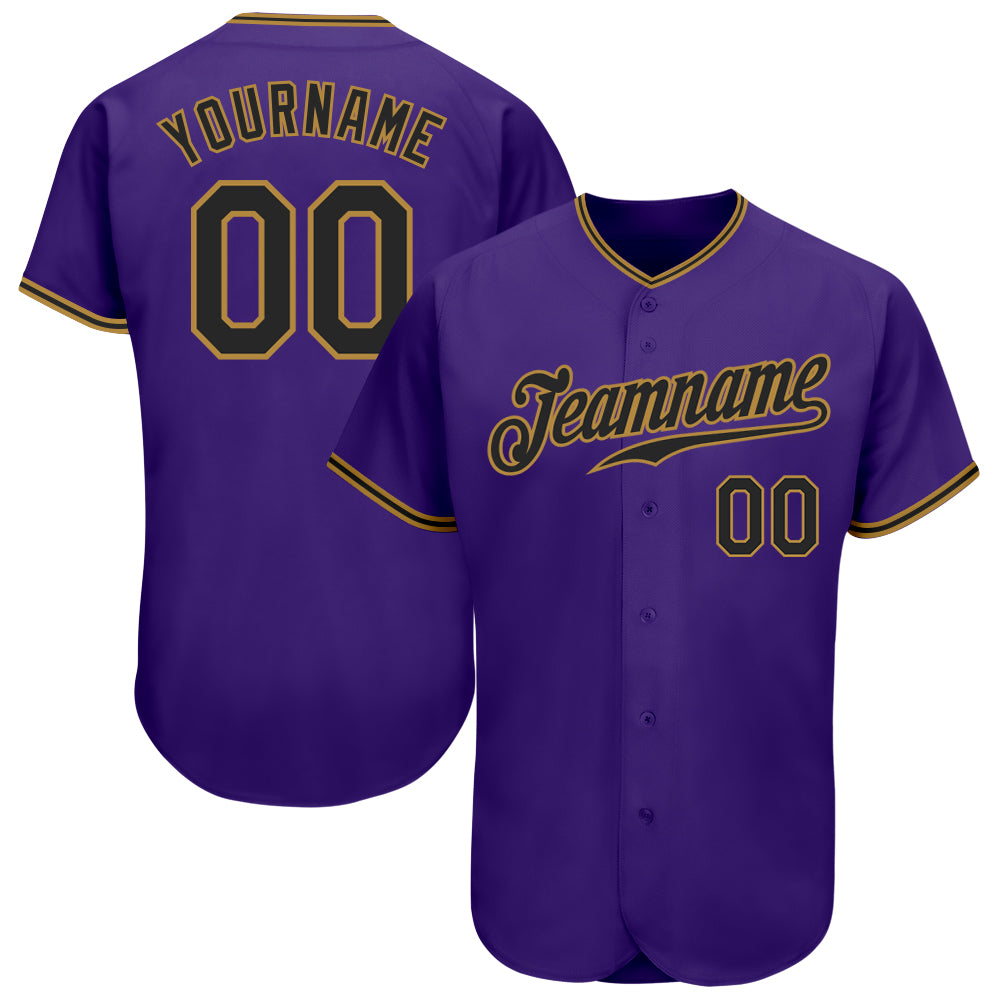 Custom Purple Black Gold Baseball Jersey - Authentic Style 4697 Custom Purple Black-Old Gold Authentic Baseball Jersey Style