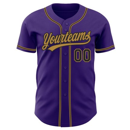 Custom Purple Black Gold Authentic Baseball Jersey - Personalized Sports Apparel Custom Purple Black-Old Gold Authentic Baseball