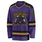 Purple Gold Custom Hockey Jersey - Black Design, Personalized Sports Gear Custom Purple Black-Old Gold Hockey Jersey
