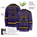 Purple Gold Custom Hockey Jersey - Black Design, Personalized Sports Gear Custom Purple Black-Old Gold Hockey Jersey
