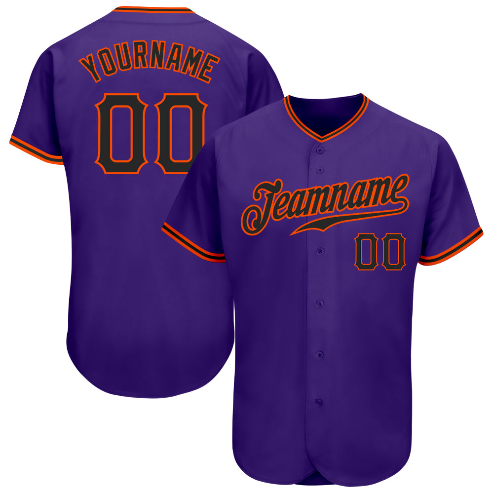 Custom Purple Black Orange Baseball Jersey - Authentic Style 4705 Custom Purple Black-Orange Authentic Baseball Jersey Style