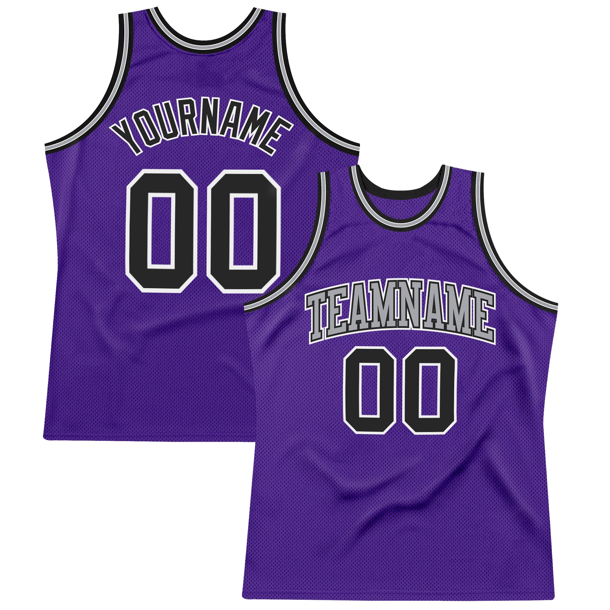 Custom Purple Black White Basketball Jersey Authentic Throwback Design Custom Purple Black-White Authentic Throwback Basketball