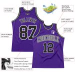 Custom Purple Black White Basketball Jersey Authentic Throwback Design Custom Purple Black-White Authentic Throwback Basketball