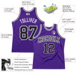 Custom Basketball Jersey Throwback Style 5210 - Purple Black White Authentic Design Custom Purple Black-White Authentic Throwback