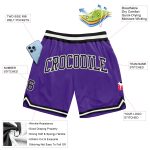 Custom Purple Black White Basketball Shorts - Authentic Throwback Style Custom Purple Black-White Authentic Throwback Basketball