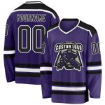 Custom Hockey Jersey - Purple Black White Design, Personalized Team Apparel Custom Purple Black-White Hockey Jersey