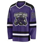 Custom Hockey Jersey - Purple Black White Design, Personalized Team Apparel Custom Purple Black-White Hockey Jersey