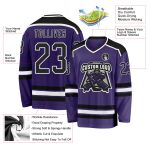 Custom Hockey Jersey - Purple Black White Design, Personalized Team Apparel Custom Purple Black-White Hockey Jersey