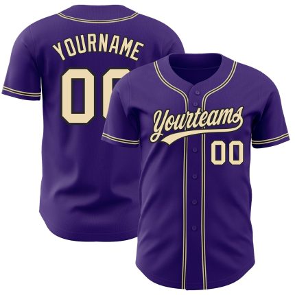 Custom Purple Cream-Black Authentic Baseball Jersey for Men and Women Custom Purple City Cream-Black Authentic Baseball Jersey
