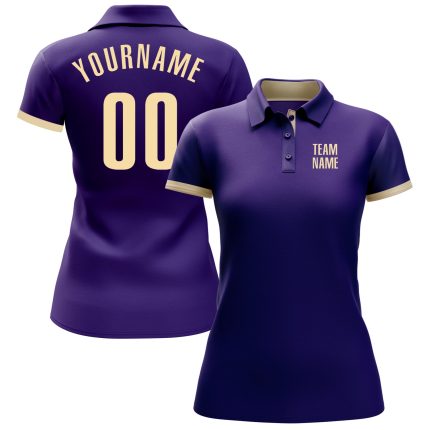 Custom Purple Cream Golf Polo Shirt for Performance Wear Custom Purple Cream Performance Golf Polo Shirt