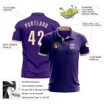Custom Purple Cream Golf Polo Shirt for Performance Wear Custom Purple Cream Performance Golf Polo Shirt