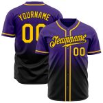 Custom Purple Gold-Black Fade Baseball Jersey for Men, Style 8585 Custom Purple Gold-Black Authentic Fade Fashion Baseball