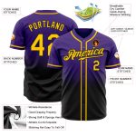 Custom Purple Gold-Black Fade Baseball Jersey for Men, Style 8585 Custom Purple Gold-Black Authentic Fade Fashion Baseball