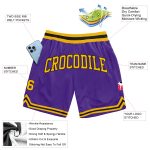 Custom Purple Gold Black Basketball Shorts Authentic Throwback Style Custom Purple Gold-Black Authentic Throwback Basketball