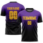 Custom Purple Gold Black Fade Soccer Uniform Jersey - Fashion Design Custom Purple Gold-Black Sublimation Fade Fashion Soccer