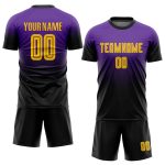 Custom Purple Gold Black Fade Soccer Uniform Jersey - Fashion Design Custom Purple Gold-Black Sublimation Fade Fashion Soccer