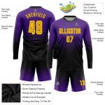 Custom Purple Gold-Black Soccer Jersey Long Sleeve Fade Fashion Uniform Custom Purple Gold-Black Sublimation Long Sleeve