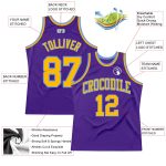 Custom Purple Gold-Light Blue Basketball Jersey - Authentic Throwback Design Custom Purple Gold-Light Blue Authentic Throwback