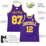 Purple Gold White Custom Basketball Jersey - Authentic Throwback Style Custom Purple Gold-White Authentic Throwback Basketball