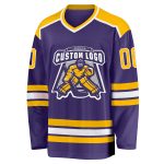 Purple Gold White Custom Hockey Jersey - Personalized Team Apparel Custom Purple Gold-White Hockey Jersey