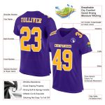 Custom Purple Gold-White Authentic Football Jersey - Premium Mesh Design Custom Purple Gold-White Mesh Authentic Football