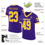 Custom Purple Gold-White Authentic Throwback Football Jersey for Men, Personalized Team Spirit Apparel Custom Purple Gold-White