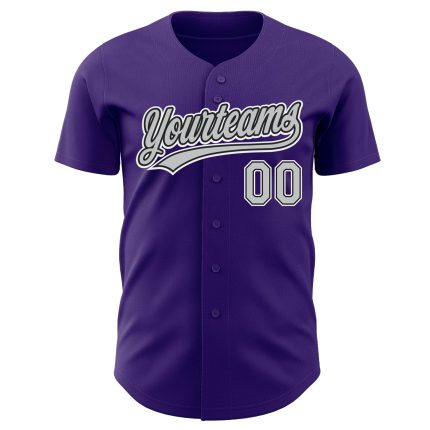 Custom Authentic Baseball Jersey in Purple, Gray, and Black Colors Custom Purple Gray-Black Authentic Baseball Jersey