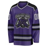 Personalized Purple Gray Black White Hockey Jersey Custom Design Custom Purple Gray Black-White Hockey Jersey