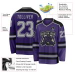 Personalized Purple Gray Black White Hockey Jersey Custom Design Custom Purple Gray Black-White Hockey Jersey