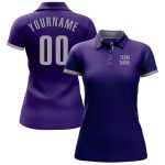 Custom Purple Gray Performance Golf Polo Shirt for Men - Breathable, Moisture-Wicking Fabric Custom Purple Gray Performance