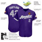 Custom Purple Gray White Authentic Baseball Jersey for Men and Women Custom Purple Gray-White Authentic Baseball Jersey