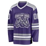 Purple Gray White Custom Hockey Jersey - Personalized Sports Apparel Custom Purple Gray-White Hockey Jersey