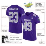 Custom Purple Gray White Football Jersey - Authentic Mesh Sports Apparel Custom Purple Gray-White Mesh Authentic Football