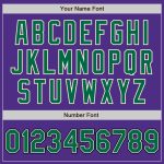 Custom Bomber Varsity Letterman Jacket in Purple, Kelly Green, Cream and Black - Full-Snap Design Custom Purple Kelly Green