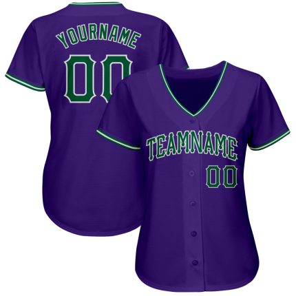 Custom Baseball Jersey - Authentic Purple and Kelly Green-White Design Custom Purple Kelly Green-White Authentic Baseball