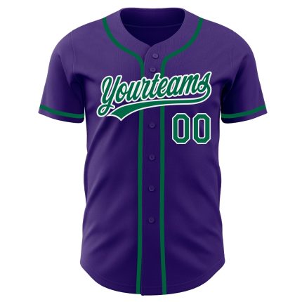 Custom Purple Kelly Green White Baseball Jersey Authentic Style 6473 Custom Purple Kelly Green-White Authentic Baseball Jersey