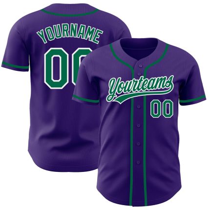 Custom Purple Kelly Green White Baseball Jersey Authentic Style 6473 Custom Purple Kelly Green-White Authentic Baseball Jersey