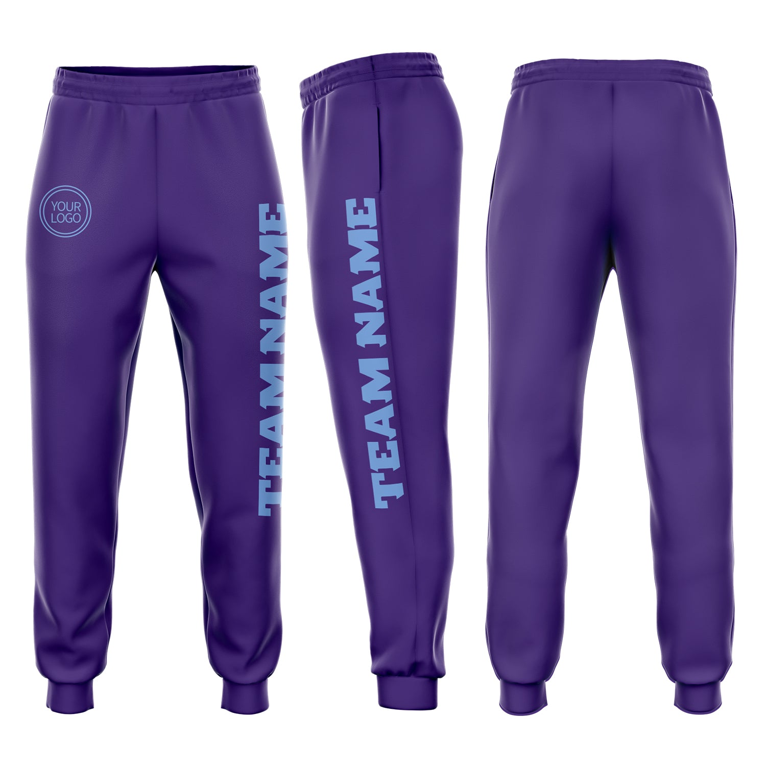 Custom Purple Light Blue Fleece Joggers for Men and Women - Soft Comfortable Sweatpants Custom Purple Light Blue Fleece Jogger