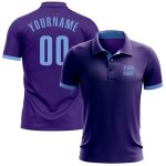 Custom Performance Golf Polo Shirt in Purple and Light Blue for Men Custom Purple Light Blue Performance Golf Polo Shirt