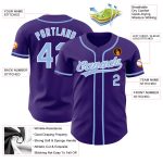Custom Purple Light Blue White Baseball Jersey - Authentic Sports Jersey Custom Purple Light Blue-White Authentic Baseball